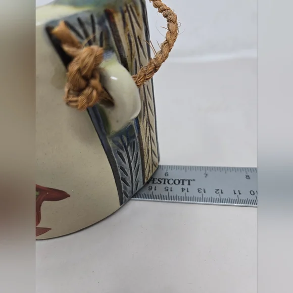 Japenese Okinawa Ceramic Showa Period Awamori Sake Hip Flask Dachibin Handmade - Picture 15 of 16